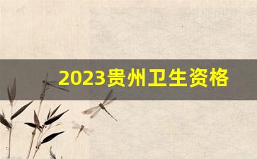2023贵州卫生资格证省级_贵州省卫生资格考试报名条件