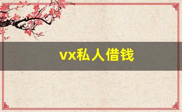 vx私人借钱
