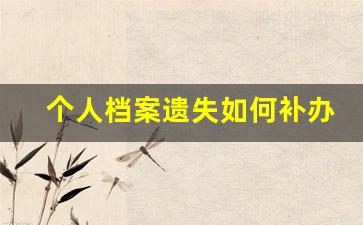 个人档案遗失如何补办