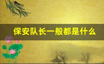 保安队长一般都是什么人_当保安累还是进厂累