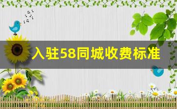 入驻58同城收费标准