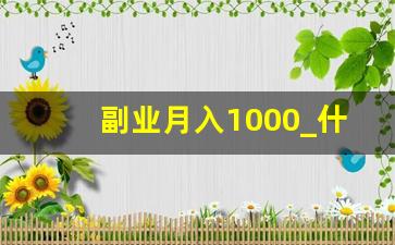 副业月入1000_什么副业能月入1000