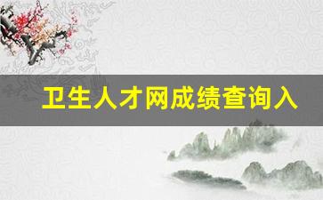 卫生人才网成绩查询入口2023
