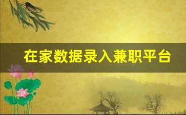 在家数据录入兼职平台