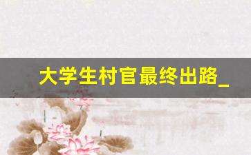 大学生村官最终出路_第一批大学生村官的现状