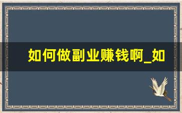 如何做副业赚钱啊_如何干副业