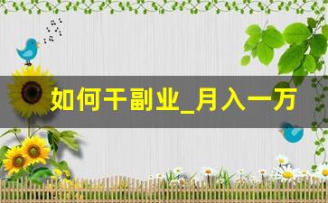 如何干副业_月入一万的隐形副业