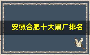 安徽合肥十大黑厂排名_合肥外企排名前十名