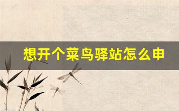 想开个菜鸟驿站怎么申请