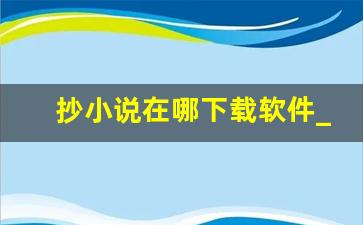 抄小说在哪下载软件_可以在手机上写小说的软件