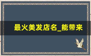 最火美发店名_能带来财运的理发店起名
