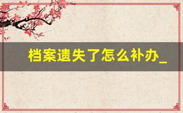 档案遗失了怎么补办_个人档案归档