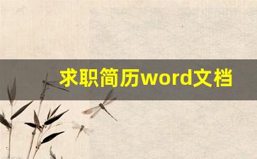 求职简历word文档_个人简历模板word可编辑免费