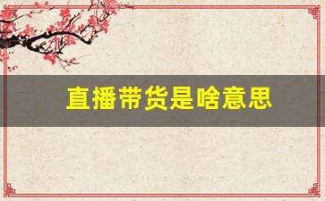 直播带货是啥意思