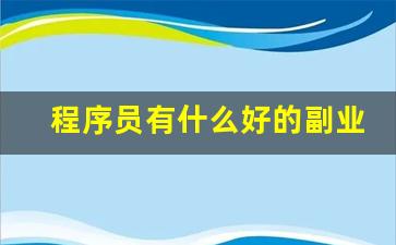 程序员有什么好的副业_会编程可以做什么兼职