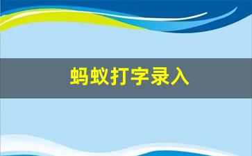 蚂蚁打字录入