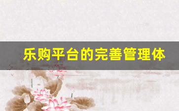 乐购平台的完善管理体系