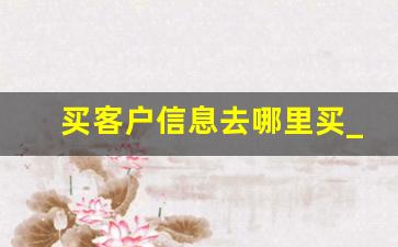 买客户信息去哪里买_免费的客户资源怎么找