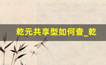 乾元共享型如何查_乾元共享型