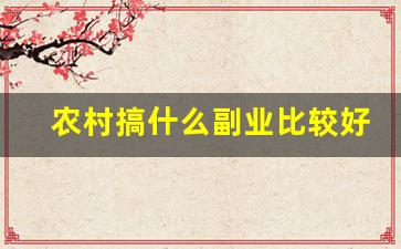 农村搞什么副业比较好_女的在农村做什么赚钱