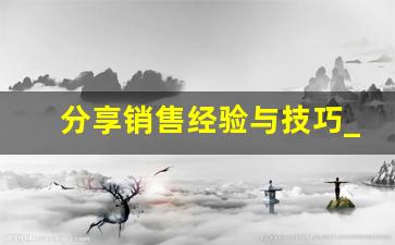 分享销售经验与技巧_销售第一名分享总结