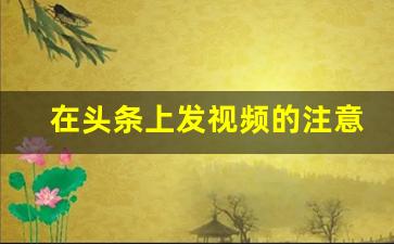 在头条上发视频的注意事项_在头条上发视频怎么让更多人看到