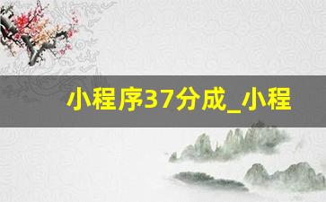 小程序37分成_小程序合伙人模式
