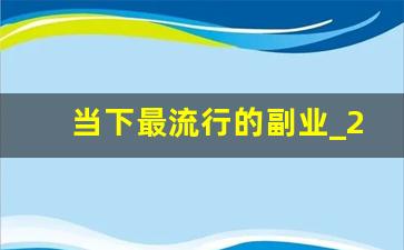 当下最流行的副业_2023最火副业