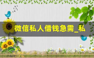 微信私人借钱急需_私人放款联系方式电话