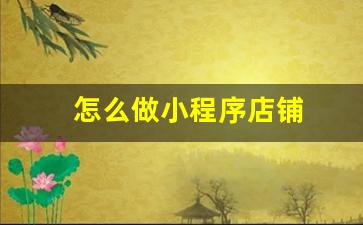 怎么做小程序店铺