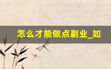 怎么才能做点副业_如何副业