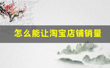 怎么能让淘宝店铺销量上去