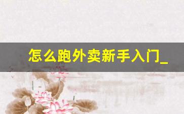 怎么跑外卖新手入门_个人跑外卖怎么弄