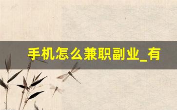 手机怎么兼职副业_有正规的手机兼职吗