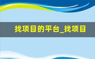 找项目的平台_找项目应该从哪里找