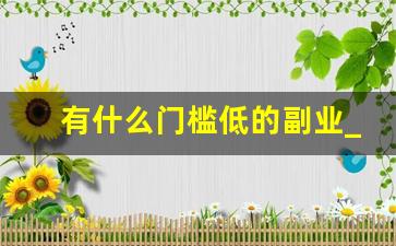 有什么门槛低的副业_低门槛成长性副业