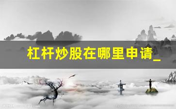 杠杆炒股在哪里申请_炒股10倍杠杆软件