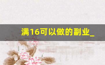 满16可以做的副业_有什么16岁可以做的兼职