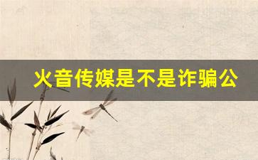 火音传媒是不是诈骗公司_火火网络公司属于诈骗吗