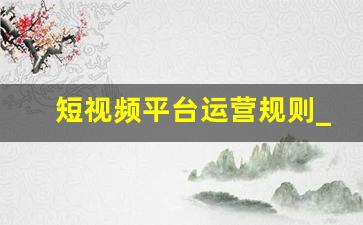 短视频平台运营规则_抖音平台规则总结