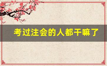 考过注会的人都干嘛了_40岁考了注会但是零经验