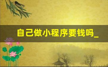 自己做小程序要钱吗_开一个公众号需要多少钱