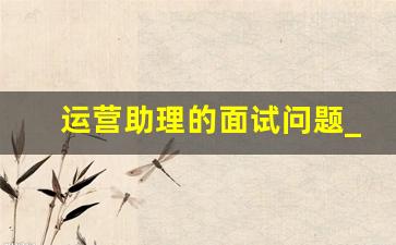 运营助理的面试问题_运营面试技巧