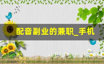 配音副业的兼职_手机副业兼职做什么好呢