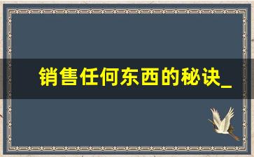 销售任何东西的秘诀_销售秘诀和技巧