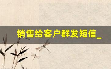 销售给客户群发短信_怎么让客户主动找你