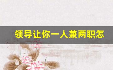 领导让你一人兼两职怎么办