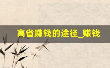 高省赚钱的途径_赚钱小项目